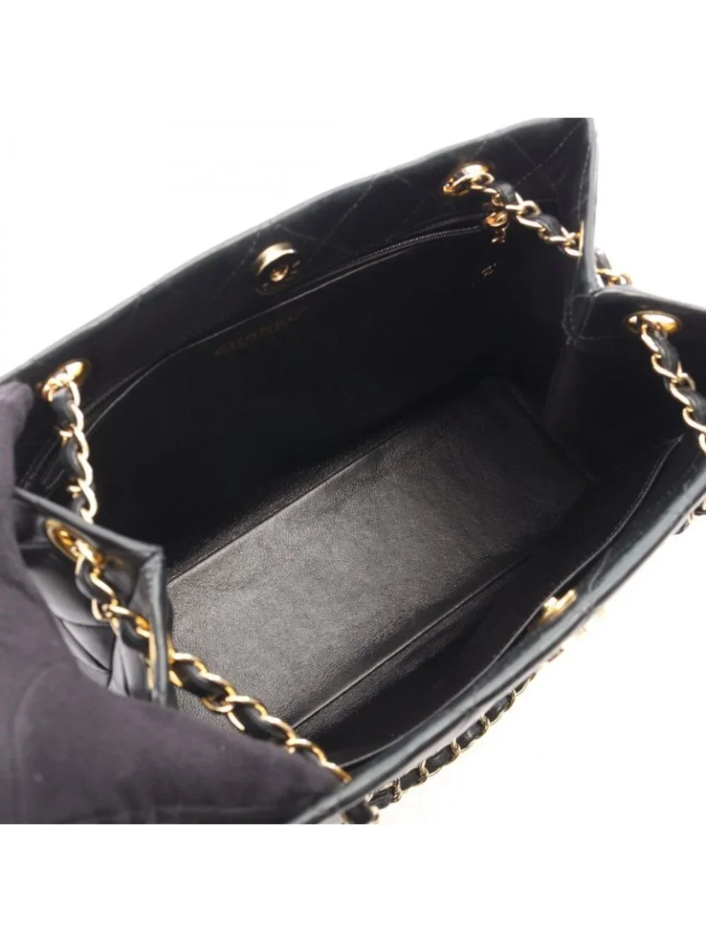 Chanel Shoulder Bag Quilted Black Lambskin 2-Way Chain